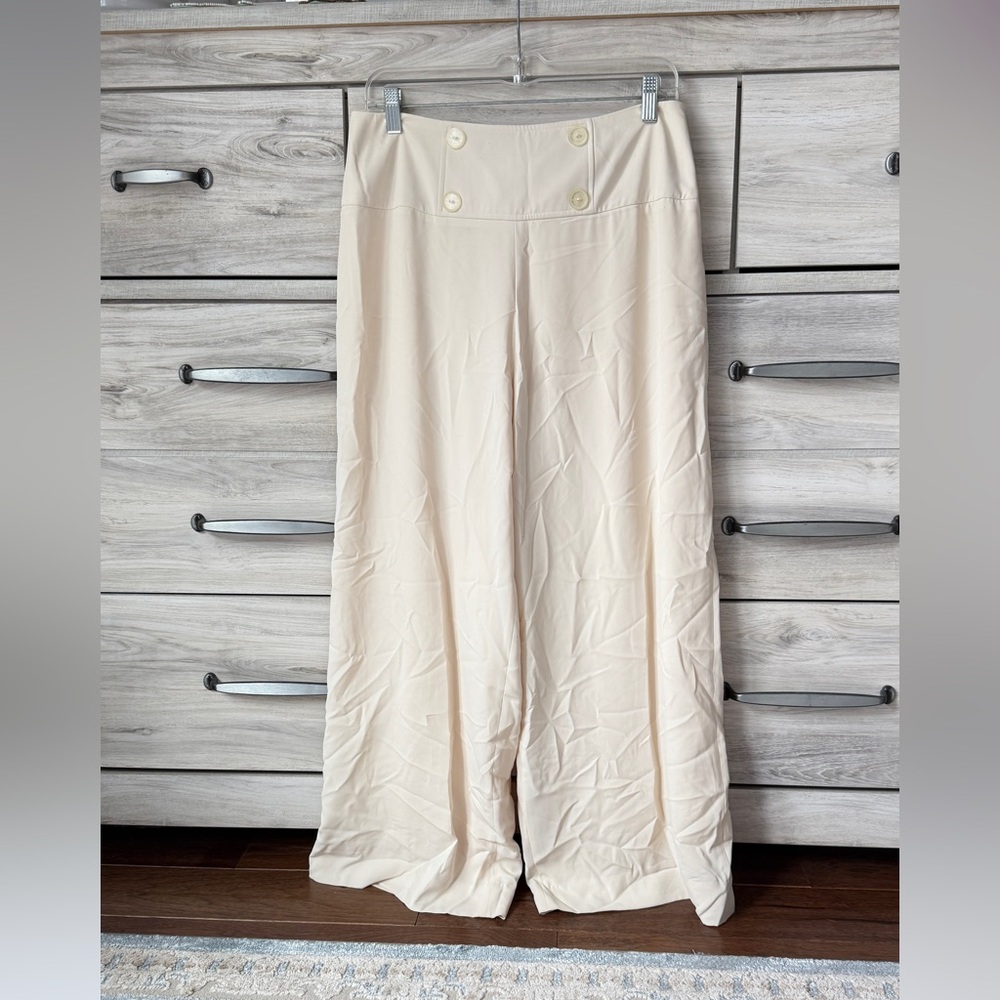 Hooper Cream Wide-Leg Trousers